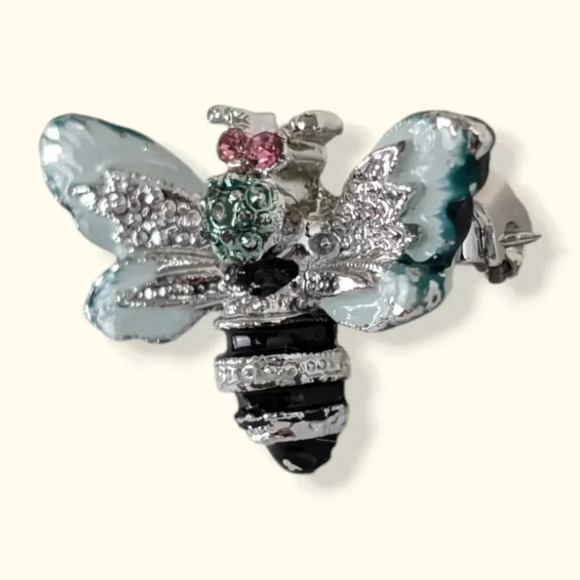 (2/$20) Vintage Rhinestone Bee Brooch - Picture 2 of 6
